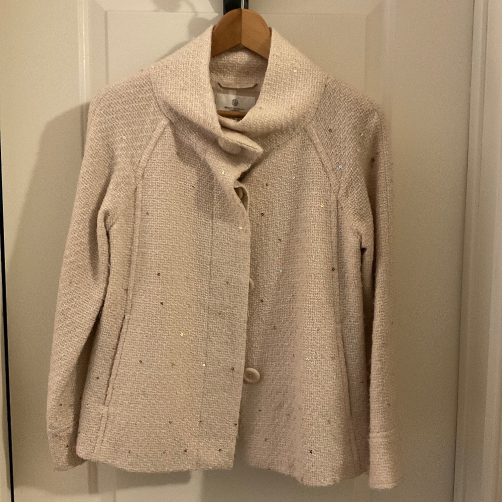 Women Coat, Small, Cream, Japanese Brand United Arrows